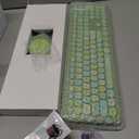 Wireless Keyboard and Mouse Combo, Colorful Ergonomic Full Size Retro Low-Noise Keyboard with Cute keycaps, Compatible with Windows, PC, Perfer for Home and Office Keyboards (Green)