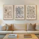 Framed Large William Morris Canvas Wall Art Set of 3, Vintage Nature Floral Artwork Prints, Boho Neutral Botanical Wall Decor for Living Room, Bedroom, Hallway and Office, Total Size 30x60