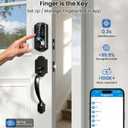 Veise VE07-H Fingerprint Smart Locks for Front Door with Handle Set, App Control, Keyless Entry Keypad Deadbolt, Digital Electronic Touchscreen, Easy Install, Auto Lock, Matte Black