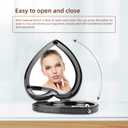 Mini Vintage Heart Elegant Metall Makeup Mirror, Portable 1X/2X Magnifier (Black)
