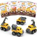 Valentines Day Gifts for Kids, 24Pack Construction Vehicles Toys Valentines Cards Bulk Valentine Exchange Cards Novelty Toys for Boys Girls Toddlers Class Classroom School Party Favor