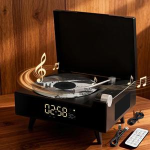 CD Player Portable with Bluetooth for Home Desktop, Dual Stereo Speakers, FM Radio, 3600Mah Battery, Remote Control & LED Display, MP3/WAV Retro Disc Player, Nostalgic Decor Gift, Support USB/AUX