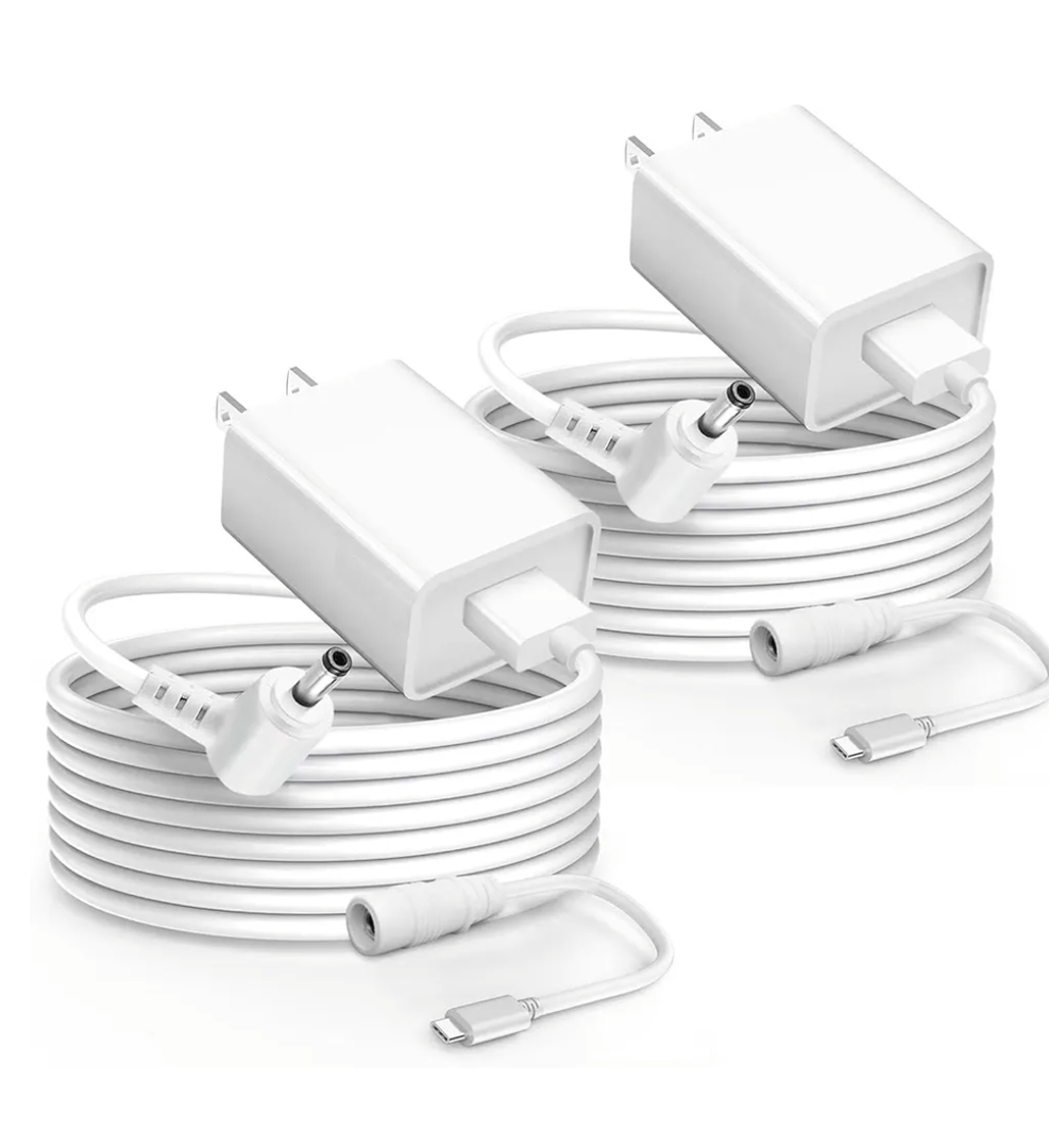 JMDDS 2-Pack Power Adapter Charger Cable Compatible with Ring Stick Up Cam Battery/Plug-in 3rd Gen/2nd Gen & Ring Pan Tilt Stick Up Camera, Indoor/Outdoor Weatherproof Power Cord (4m/13.2ft)