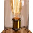 Farmhouse Table Lamp, Vintage Desk Decor with Glass Shade, Edison Bulb Included