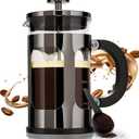 BAYKA 21 Ounce 0.6 Liter French Press Coffee Tea Maker Small, Heat Resistant Thickened Borosilicate Glass Stainless Steel Single Serve Brewer, Cold Brew Cafetera Teapot, Dark Pewter