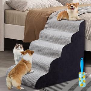 Foam 5 Step Dogs Stairs & Steps Ramps for High Beds 25-30inches, LitaiL 25inch High Pet Stairs/Steps for High Beds, High Density Dog Ramps/Ladders Best for Older Dogs/Cats Foam 5 Step Dogs Stairs & Steps Ramps for High Beds 25-30inches, LitaiL 25inch High Pet Stairs/Steps for High Beds, High Density Dog Ramps/Ladders Best for Older Dogs/Cats