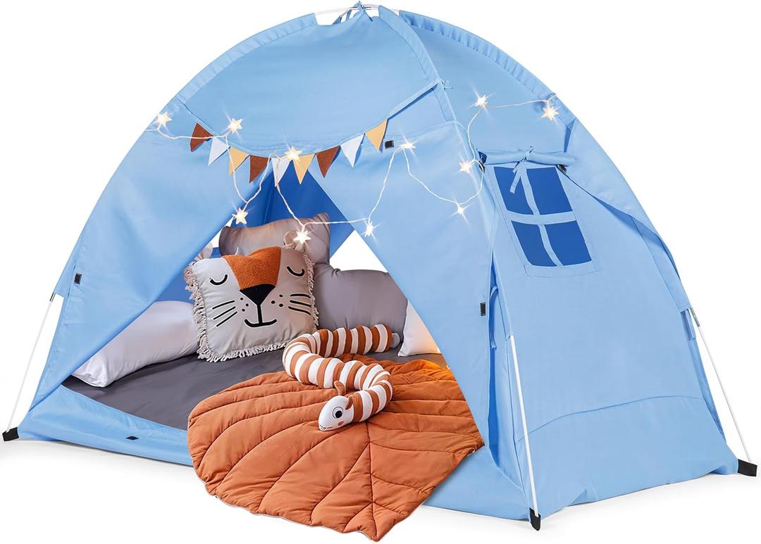Twin Bed Canopy with Reinforced Rods | Cozy Bed Tent for Kids | Hideaway Canopy for Girls Room & Boys & Fort for Kids Indoor Play Time or Sleepy Time Foldable Toddler Bedroom Privacy Sleeping