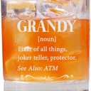 Grandy Definition Whiskey Glass - Grandy Whiskey Glass - Father's Day Gift - Whiskey Gifts For Him - Pregnancy Reveal Gift - Birthday Day Gift For Grandy - Gift For Husband, 11oz, Transparent