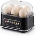 Elite Gourmet Digital Egg Cooker, 6 Egg Capacity, Soft/Medium/Hard Boiled, Onsen Tamago, Poach & Omelet, One-Touch Menu, Audible Alert On/Off, Auto Shut-Off, Black