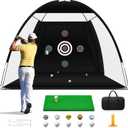 Golf Net, Golf Practice Net with Golf Hitting Mat, Home Golf Hitting Aid Nets for Backyard Driving Chipping Swing Training with Target/Balls/Tee/Bag Golf Accessories Gifts for Men/Golf Lovers (10 x 7 ft)