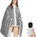 Heated Shawl Wraps for Women, Electric Heating Wearable Blanket Poncho with Deep Pocket, 5 Heating Levels, 1-10 Hours Timer Auto Shut-Off, 40x70 Inch, Gray - Gifts for Mom, Girlfriend, Grandmother
