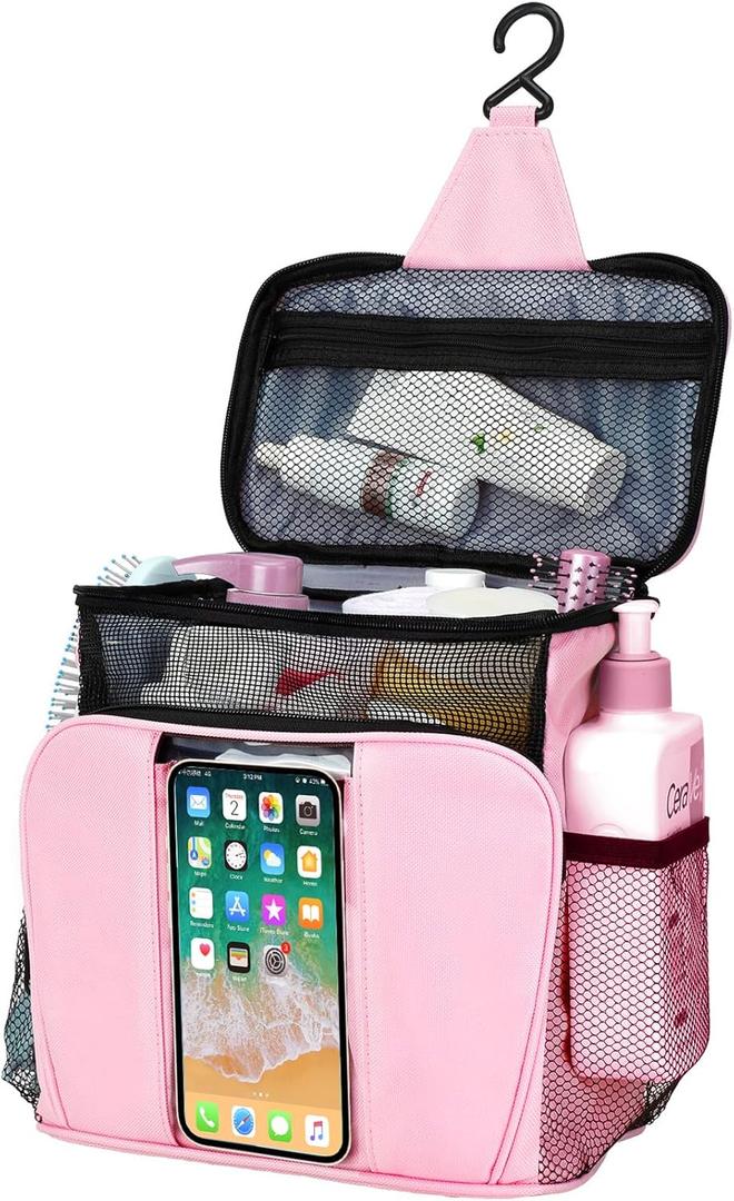 College Dorm room Essentials for Girls, Quick Dry Mesh Shower Caddy, Travel Cruise Ship Essentials,Travel Toiletry Bag for Women, Large Makeup Organizer for Full-Sized Toiletries Gifts for Women (Pink)