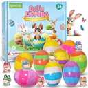 Qivatex Bath Bombs with Toys Inside, Easter Basket Stuffers, Natural & Organic Kids Bath Bombs, Bubble Bath Birthday Easter Gifts Set for Kid Boys and Girls Ages 3+
