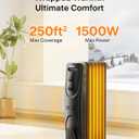 PELONIS Radiator Heater for Large Space, Electric Oil Filled Radiator, Dual Knobs, 1500W, Quiet Space Heater, 3 Modes, Tip-over Protection