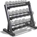 Marcy Weight Storage Organizer Racks for Dumbbells, Kettlebells, Weight Plates (Dark Grey 3-Tier DB Rack)
