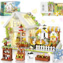 Flower House Building Block for Adults, Garden Architecture Building Toy with LED, Greenhouse Model Building Set, Garden Glass House Building Kit, Christmas & Ideal Gift for Kids 12+ (1188pcs)