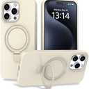 IAIYOXI Case for iPhone 16 Pro Max Case with Magnetic Invisible Stand - MagSafe Compatible, Military Drop Tested, Shockproof Silicone Cover for Women and Men (6.9", 2024) - Antique White