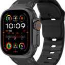 Sport Bands for Apple Watch Ultra 3 2 1 Band 49mm 46mm 45mm 44mm 42mm Women Men,Rugged Wide Silicone Waterproof Wristbands with Metal Adapter Strap for iWatch Series 11 10 9 8 7 6 5 4 SE 3 2,Ultra/3/2, Black
