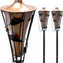 Matney Outdoor Metal Patio Torches – Use for Deck, Patio, Back Yard, Out Door parties, Wedding – Includes Fiberglass Wick and Snuffer Cap (60 Inch, 2 Pack)