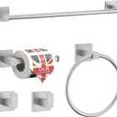 Lairuier 5-Piece Brushed Nickel Bathroom Hardware Set, Bathroom Accessories Set with Towel Bar, Toilet Paper Holder and 2 Towel Hooks SUS304 Stainless Steel Towel Bar Set Wall Mounted
