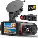 Dash Cam Front and Inside, FHD Dashcams for Cars with 64GB Card Dash Camera for Cars, 1080P Front Dash Cam+1080P Inside Dashcam for Car Dash Camera with IR Night Vision Loop Recording
