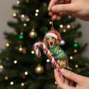 Dachshund Tan Brown Hugging Candy Cane Dachshund Gifts for Women 2D Flat Acrylic Ornament - Christmas Tree Decoration, Gifts for Dog Lovers 2025