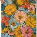 Vibrant Wildflower Throw Blanket Soft Cozy Lightweight Flannel Blankets with Colorful Oil Painting Floral Printed for Women Bedroom Dorm Office Country Garden Decor Gifts 50x60 Inch