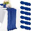 6 Pieces Royal Blue 10FT Cheesecloth Table Runner Boho Gauze Fabric Table Runner Rustic Sheer Runner for Wedding Birthday Baby Shower Party Boho Table Decoration（Royal Blue）