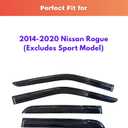 KPY Rain Guards Fit for 2014-2020 Nissan Rogue, Out-Channel Window Visors Vent Wind Deflectors 4PC, Car Accessories for 14-20 Rogue (Excludes Sport Model)