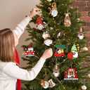 Leinuosen 50 Pcs Vintage Christmas Wood Ornaments Christmas Santa Gnome Red Truck Wooden Hanging Ornaments Victorian Rustic Farmhouse Tree Decorations for Xmas Tree Decoration Party Supplies