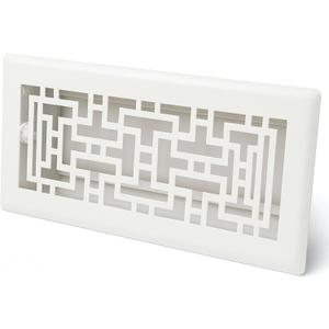 4" x 14" Oriental Design Steel Floor Register in Glacier White Finish for Floor l- Decorative Air Vent Covers- Floor Register 4 x 14