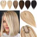 Rich Choices Hair toppers for women real human hair, 7 * 13cm silk base, blonde highlights hair pieces for women with thinning hair, remy hair toppers, no bangs hair clip human hair 16 Inch #12P613