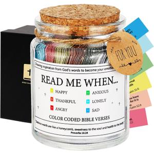 Bible Verse Jar,Scripture Prayer Cards Holy Read Me When Bible Verses Jar,Religious Communion Confirmation Baptisms Christian Gifts for Women Men Teen Girls,Birthday Mothers Day Gifts for Mom Wife