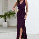 FQA Formal Evening Dresses for Women Elegant Evening Party Prom Dress Long Sexy V Neck Sleeveless Split Wrap , M