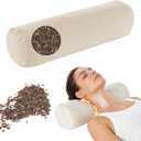 LOFE Buckwheat Pillow - Adjustable Buckwheat neck Pillow(17x6) to Provide Firm Support, Neck Roll Pillows for Side and Back Sleepers, Cylinder Bolster Pillows with Organic Pillowcase