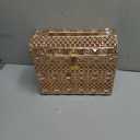 ELLDOO Crystal Wedding Card Box with Heart Lock, Vintage Money Card Box Treasure Chest Style Gold Gift for Wedding Receptions, Centerpiece Decor, Anniversary Keepsake, Gift, Large Size