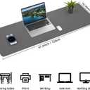 AFIING Leather Desk Pad Protector, 47" x 17" Large Desk Mat with Natural Cork & PU Leather, Mouse Pad, Non-Slip, Waterproof Desk Writing Pad for Office and Home (Dark Grey)