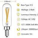 Beonllay Dimmable T6 LED Bulbs 25W Candelabra Bulbs 3000K Soft White, Clear Vintage 2W E12 LED Filament Edison Chandelier Light Bulbs with Decorative, 12 Pack
