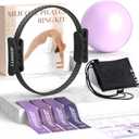 Pilates Ring Kit for Women, Pilates Equipment  14.5" Home Magic Circle Workout with Pilates Ball, Resistance Bands, Better me Pilates Essentials Starter Set for Beginners Toning Shape Full Body (10pcs-black)