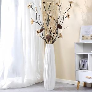 Ceramic White Tall Floor Vase, 24" Large Vase, Decorative Flower Vases for Pampas Grass Modern Home Decor Living Room Office Bedroom Kitchen Wedding Centerpieces Farmhouse Dcor