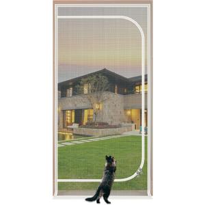 Upgraded Pet Screen Door,Fits Door Opening Size 36''x 81'',Thickened Cat Resistant Mesh Screen Door for Living Room,Kitchen,Bedroom,Cat Proof Screen with Zipper Closure.