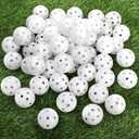 Faswin 100 Pack Practice Golf Balls, Plastic Golf Training Balls 41mm Hollow Airflow Golf Balls for Driving Range, Swing Practice, Indoor Outdoor Use, White