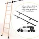 6.6FT Rolling Library Sliding Ladder Hardware Kit, Floor Roller with Brake,Library Ladder Hardware Kit Max Load 300lbs