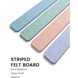 Cork Board Alternative Felt Strip Board 12-Pack 13"x2", Office Pin Board with 50 Push Pins, Adhesive Install for Bedroom Door & Home Office (Coastal Haze)