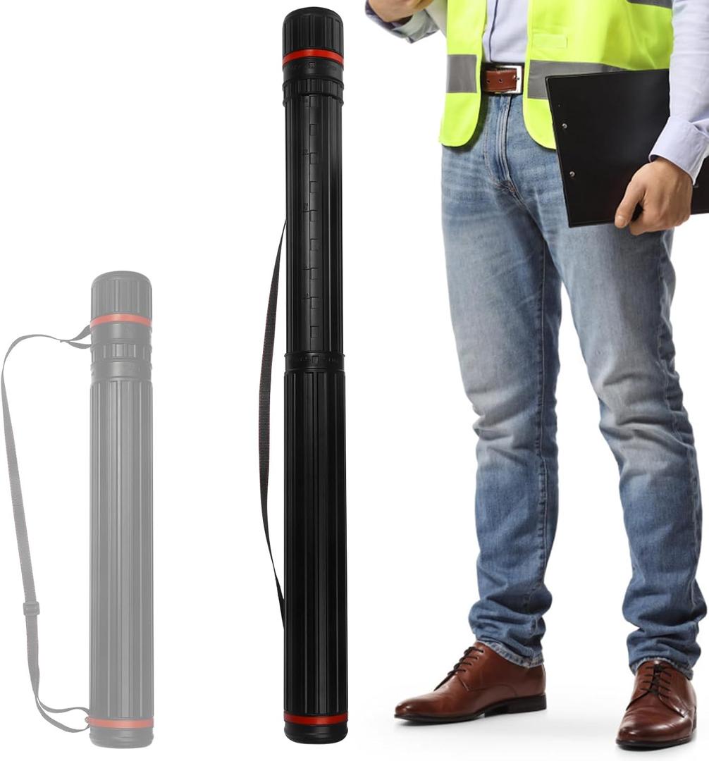 Telescoping Poster Tube Extendable 25" to 38.5" - Water-proof & Lightproof Storage Tube for Artwork Documents Blueprints Maps - Protective Storage Cases for Artists Architects Travel 25" to 38.5"(L)