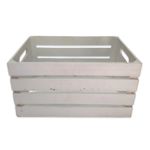 Nesting Wooden Crate Box with Handles, Farmhouse Milk Crate Storage Bins, Decorative Risers Container Basket, White