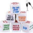 Hanaive 6 Pcs Drinking Dice Bar Rolling Decider Bachelorette Party Game Drunk Frenzy for Adults Party Family Friends Gathering Adult Favor Games(Basic Dice,White)