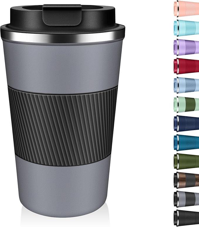 Insulated Coffee Tumbler 12 oz, Stainless Steel Coffee Mug with Lids, Travel Coffee Mug Leak Proof, Double Wall Vacuum Insulated Reusable Coffee Cup, Keep Drinks Hot and Cold (Deep Teal, 12 Ounces)