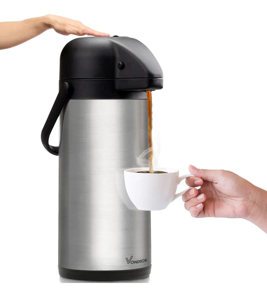 Coffee Carafe for Keeping Hot - 102oz/3L Airpot Coffee Dispenser with Pump - Insulated Stainless Steel Hot Beverage Dispenser for Parties - Thermal Carafe for Hot Drinks Water Tea Chocolate