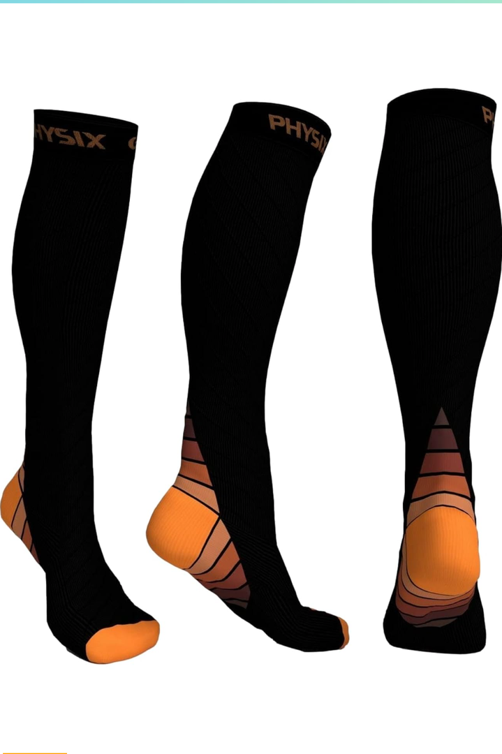 Physix Gear Compression Socks 20-30 mmHg - Men & Women - Running, Nurses, Shin Splints, Flight, Travel L/XL